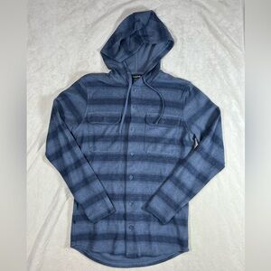 Travis Mathew Size Small Cotton Blend Hooded Blue Button Front Sweater Golf EUC